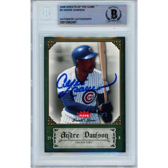 Andre Dawson Signed Baseball Card Beckett Slab Chicago Cubs Autograph Fleer Auto - Picture 1 of 4